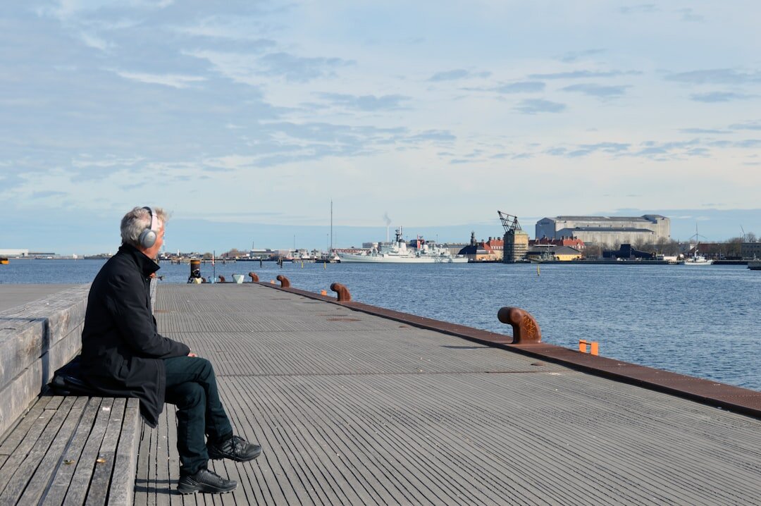 Elderly Danish fisherman portrait by the sea